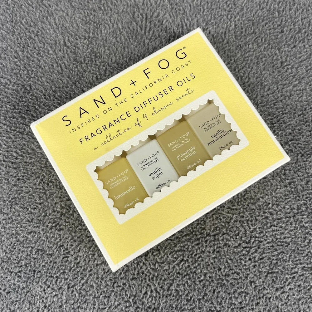 SAND + FOG Fragrance Diffuser Oil 4pk Limincello vanilla pineapple coconut